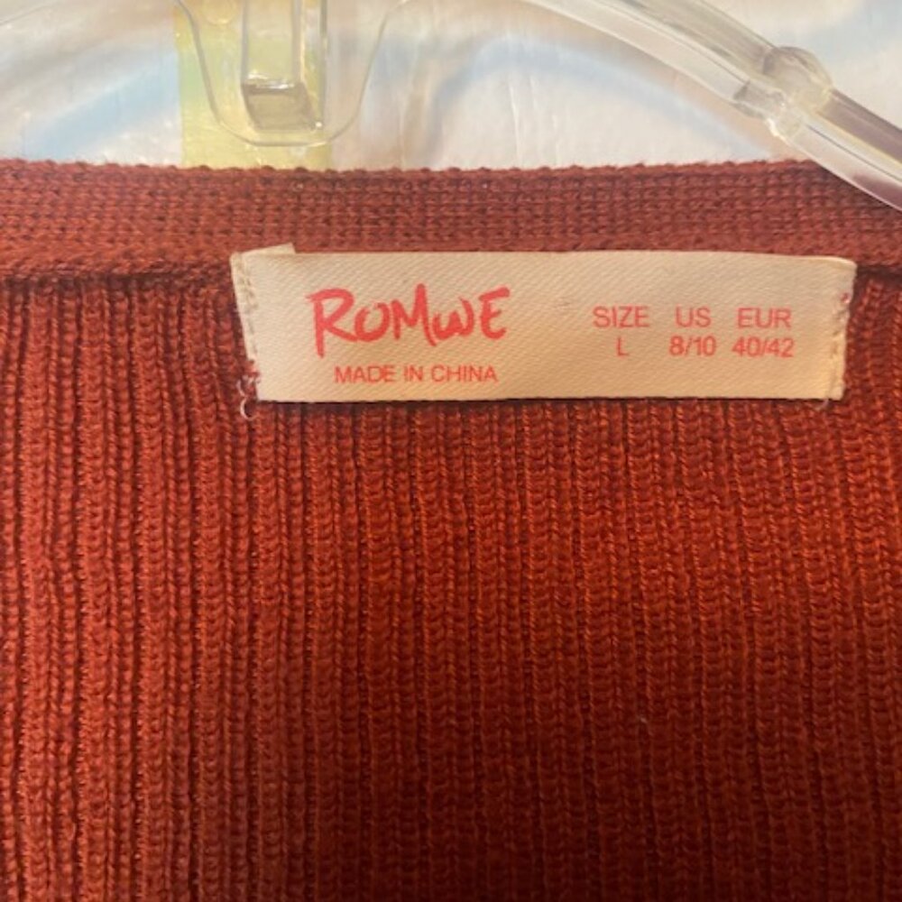 Romwe Rust crop sweater with bow - Picture 3 of 9